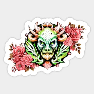 Mysterious colorful creature with flowers Sticker